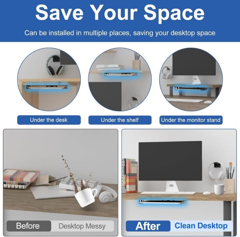 Platzsparende Untertisch-Laptop-Halterung Metallregalhalterung mit Befestigungsschrauben für Notebook-Elektronik