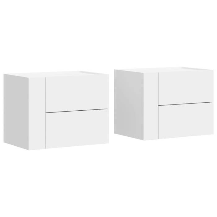 VidaXL Tables de chevet murales 2 pcs blanc 45x30x35 cm, armoire de rangement, armoire murale suspendue, armoire de 848326