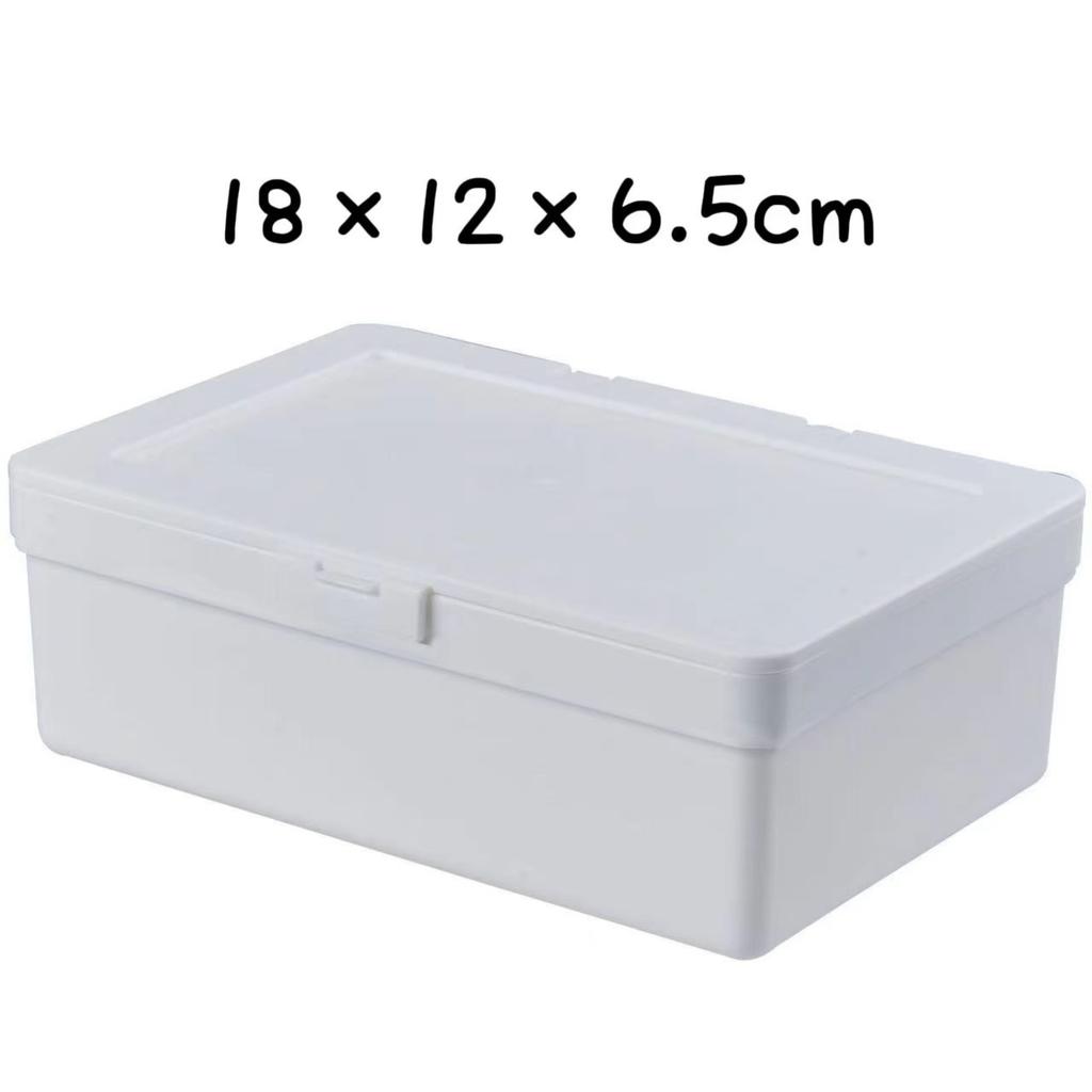 Storage Box with Flip Lid Plastic Organizer Container for Desk and Office Small Item Storage 18x12x6 5cm Compact Design