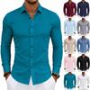 Men's Long Sleeve Stretch Shirt Slim Fit Button Down Collar Dress Shirt Business Work Shirt Casual Office Shirt
