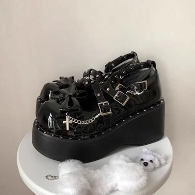 Hartzakels plateauschoenen vrouwelijk punk yk subcultuur hottie muffin kleine leren schoenen vrouwelijk Japans jk lolita schoenen