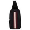 Bally Mythos Palladium Tone Metal Accessories Recycled Cowhide Chest Bag Crossbody Bag Men Bags Black Red 6308465