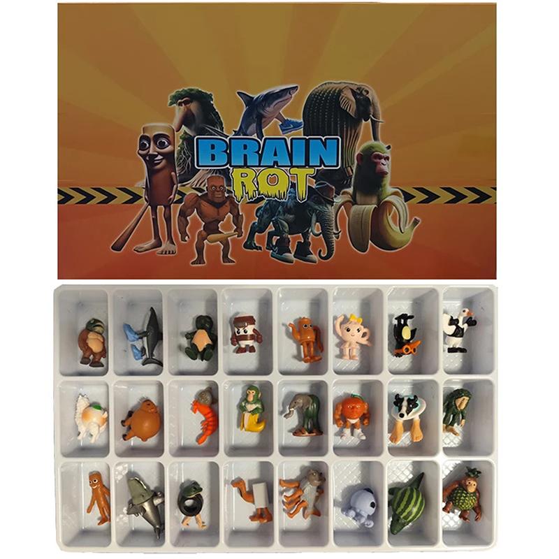 24Pcs Italian Brainrot Tung Tung Sahur Figures Doll Tralalero Tralala Bombardino Crocodilo Shimpanzini Bananini Model Toy Gift