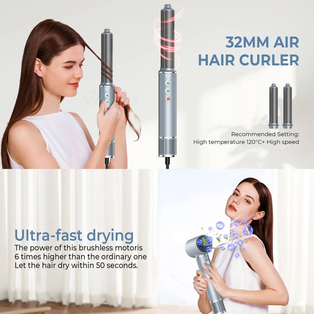 1400W Professional 5 In 1 Hair Dryer Brush High-Speed Hot Air Brush Negative Ions Blow Dryer Brush Air Styling Curling Iron