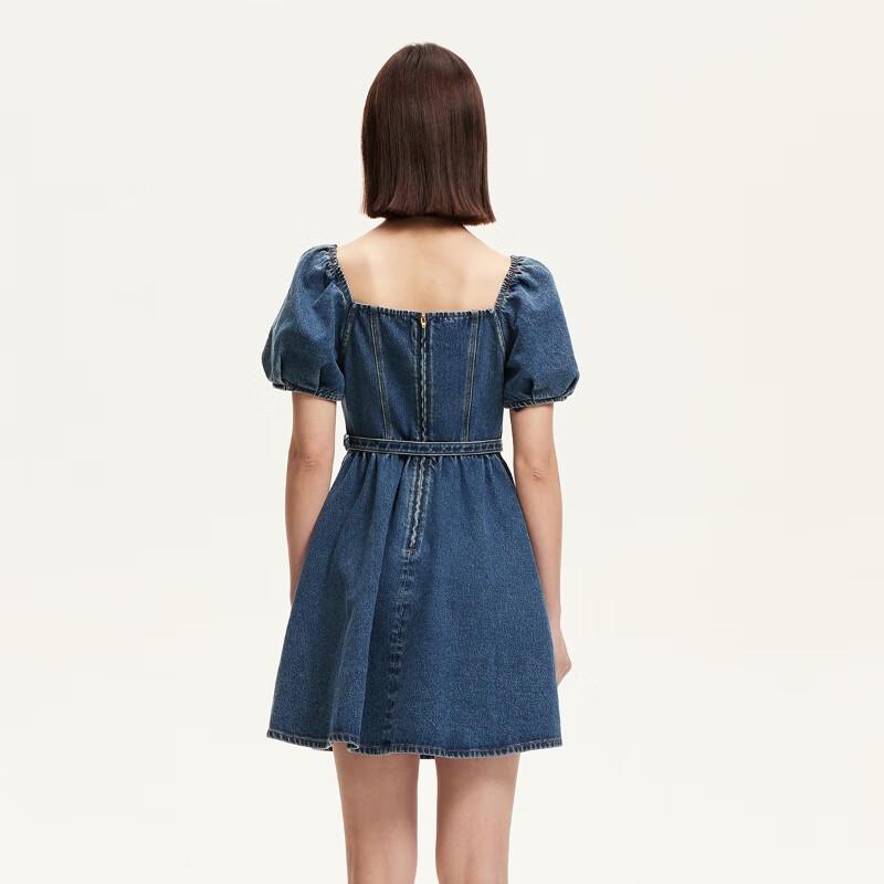Veromoda 2025 Cotton Lyocell Pleated Denim Mini Dress
