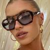 Classic Rectangular Sun Glasses Glasses for Ladies Men Thick Spectacle Frame Frame Double Bridges Eyewear Female Trendy Chic Polygon Sun Eyeglasses