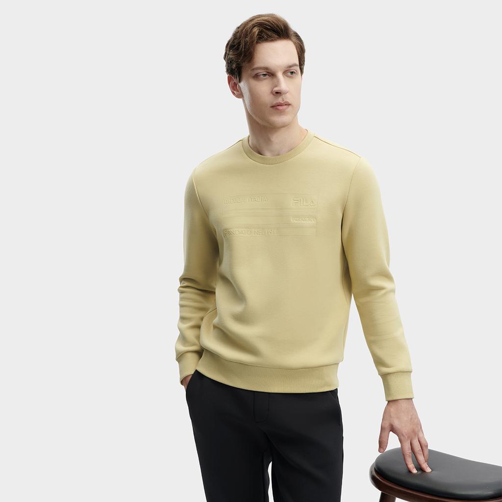FILA 2023 Winter New Knit Pullover Casual Simple Basic Round Neck Sweatshirt Men sweatshirt Light-Ginger-Yellow F11M342210F-YE