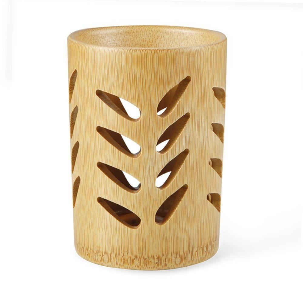Wood Bamboo With Drainage Kid's Room For Home Bathroom Toothbrush Cup Toothbrush Holder Storage Cup