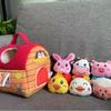 Farm Scene Mini House with 6pcs Animal Plush Toys Soft Stuffed Dolls & Mini Sandbag Plushies Cute Toy Set for Girls