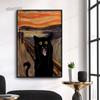 The Scream Black Cat Portrait Funny Art Canvas Painting Abstract Black Cat Posters and Prints Cuadros Wall Art for Living Room