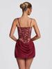 Lace Patchwork Backless Bodycon Dress with Waist-Cinched Tie-Up Camisole