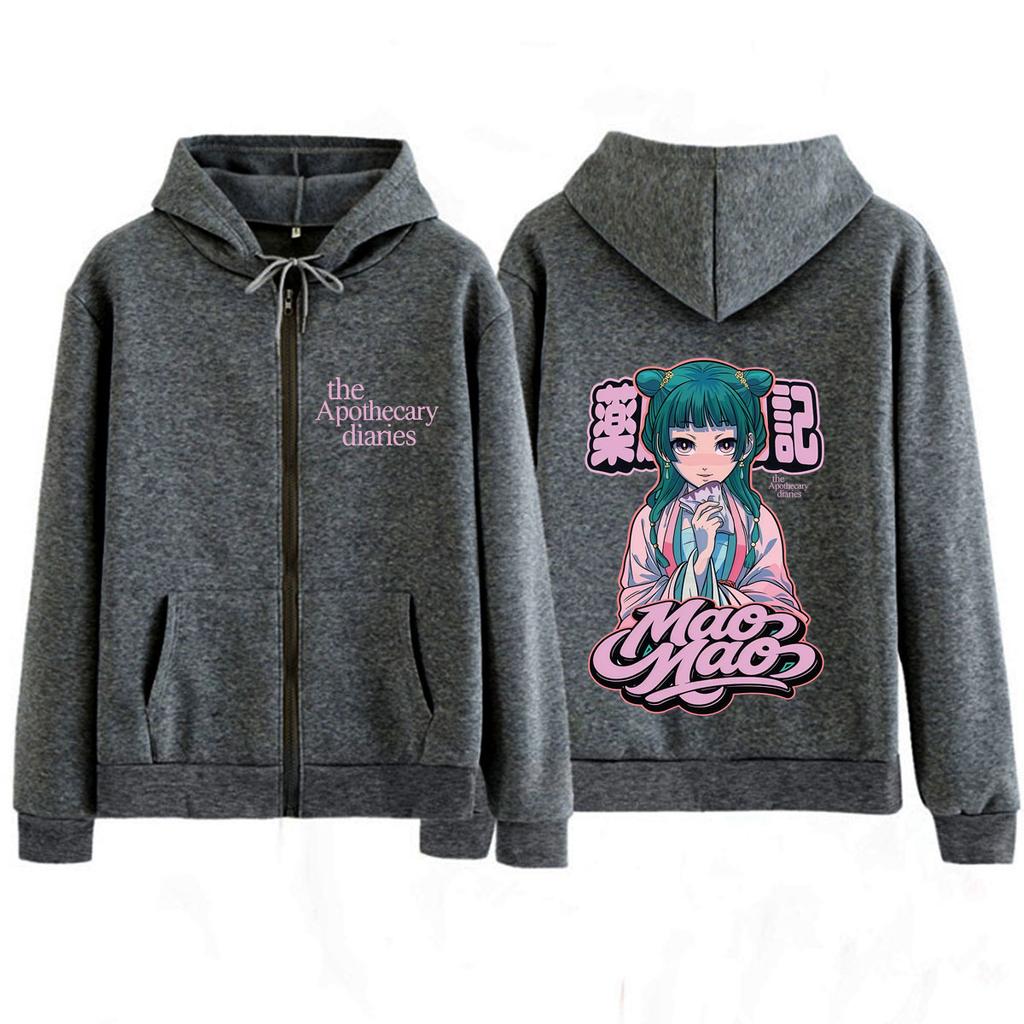 Anime The Apothecary Diaries Print Zip Up Hoodie Men Women Fashion Sweatshirts Loose Casual Oversized High Quality Zipper Jacket