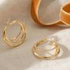 1 Pair Gold/Silver Hoop Earrings for Women, Chunky Triple Split Hoop Earrings, Multi Hoop Statement