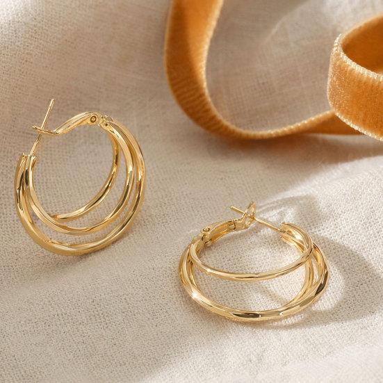 1 Pair Gold/Silver Hoop Earrings for Women, Chunky Triple Split Hoop Earrings, Multi Hoop Statement