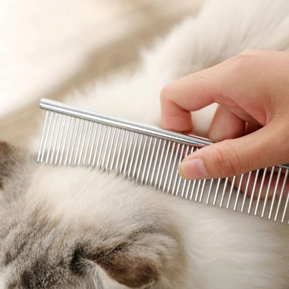 Stainless Steel Dog Comb Long Thick Hair Fur Removal Brush 19cm Pets Dog Cat Grooming Dematting Combs for Shaggy Dogs