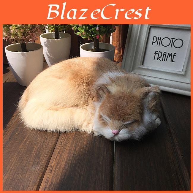 Animal Plush Cat Model With Faux Fur For Home Decor And Photography Props
