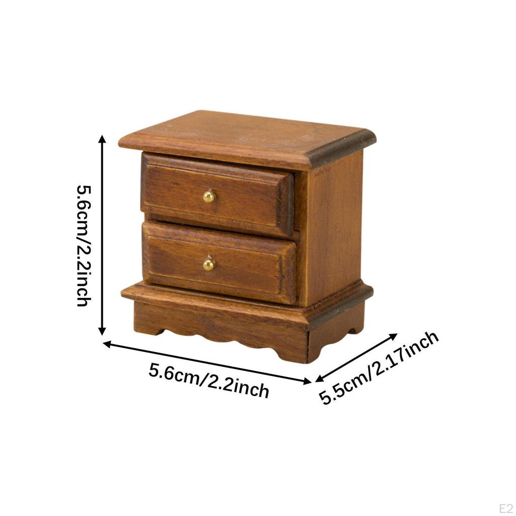 Dollhouse Bedside Table 1:12 Cabinet Decoration Drawer Miniature Furniture with