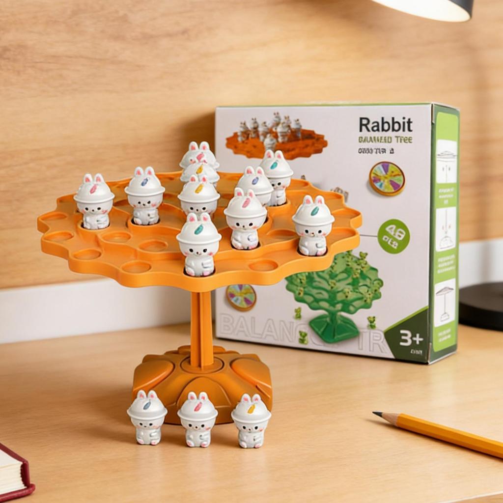 Rabbit Balance Tree Game Balance Training Board Educational Toy Parent-Child Interaction Toy for Kids 3 Home Family Night Party