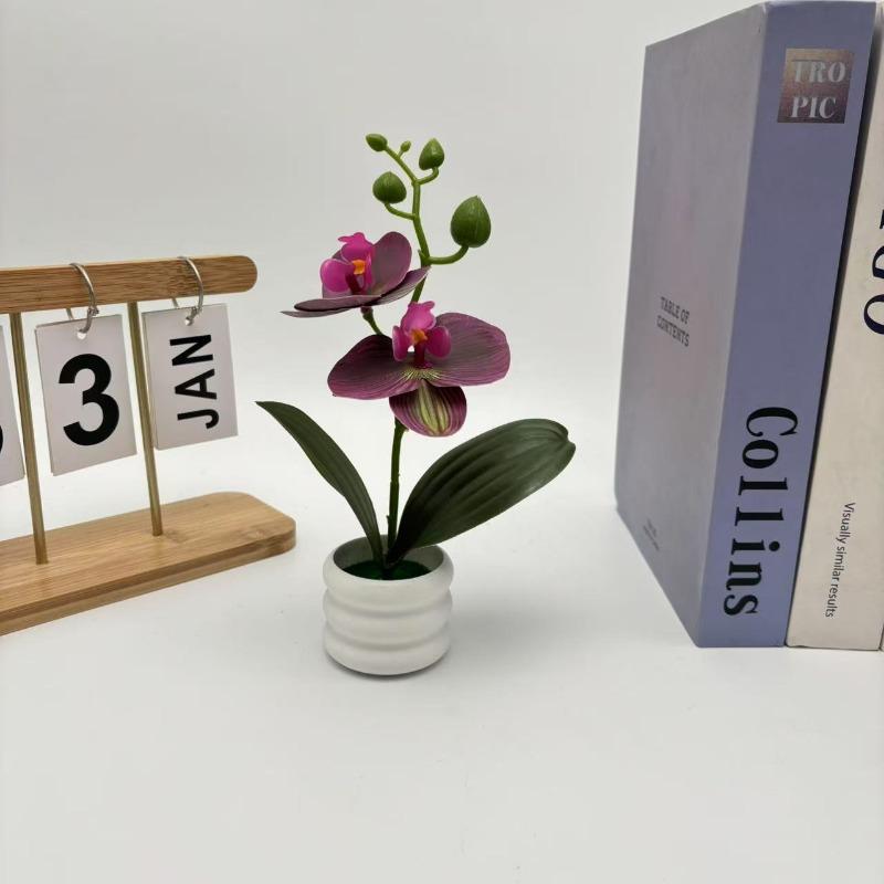 

Искусственные горшечные растения Фаленопсис для украшения дома, искусственные зеленые растения, бонсай и искусственные цветочные украшения Mei Zi