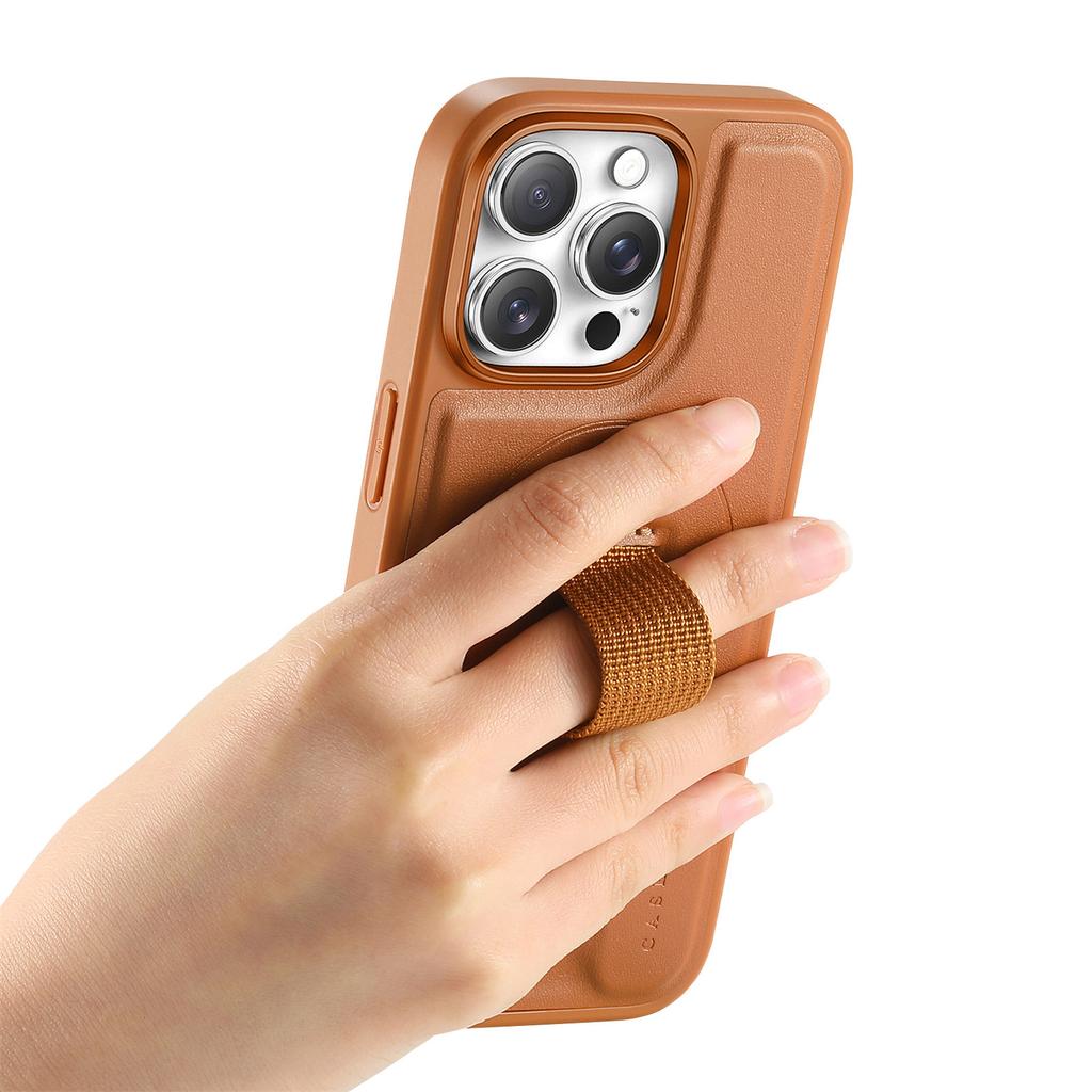 For iPhone 13 Pro 6.1 inch Magnetic Case CASENEO Wristband PU Leather + PC Shockproof Phone Cover