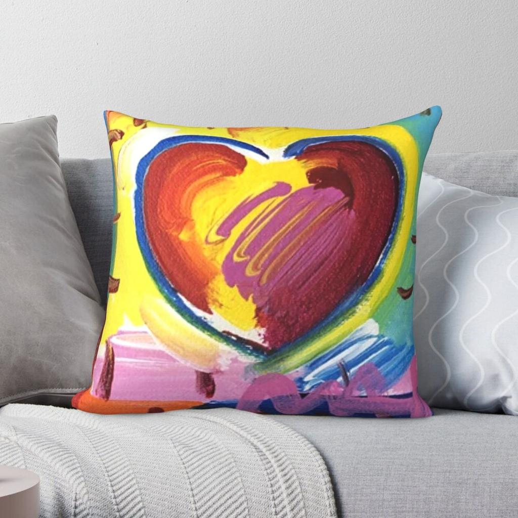 Peter Max Angel With Heart Square Pillowcase Polyester Linen Velvet Creative Zip Decor Car