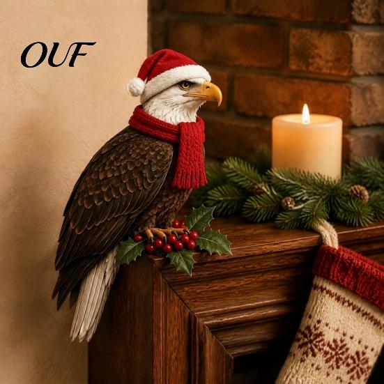 Winter Bird Door Ornament Wooden Topper, Cute Christmas Corner Statue, Woodland Animal Frame Red Art Sign for Holiday Home Wall Window Decor,