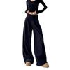 2024 Autumn/Winter Women's Corduroy Wide-Leg Pants - Single-Breasted Pleated Design, Slimming Fit