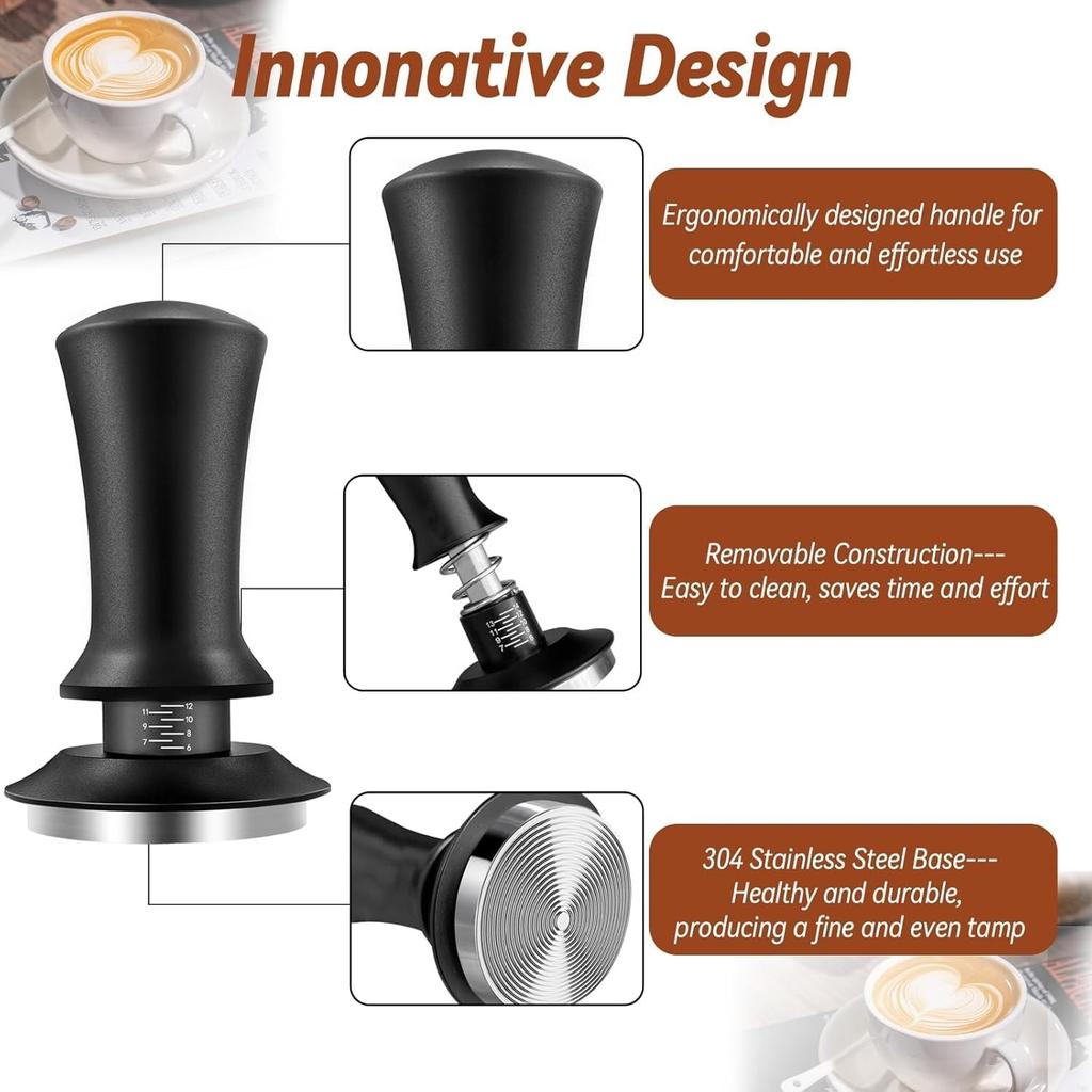 7Pcs Coffee Tamper Set, Coffee Machine Accessories Set, Milk Frothing Pitcher 12oz/350ml with 51mm Espresso Tamper Set, WDT Tool, Coffee Stirrer