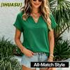 Blusas y Camisas Casuales de Moda para Mujer con Cuello en V y Manga Corta