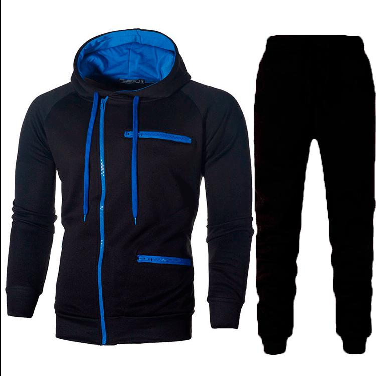 Men's Solid Sporty Jacquard Fleece Hoodie Set