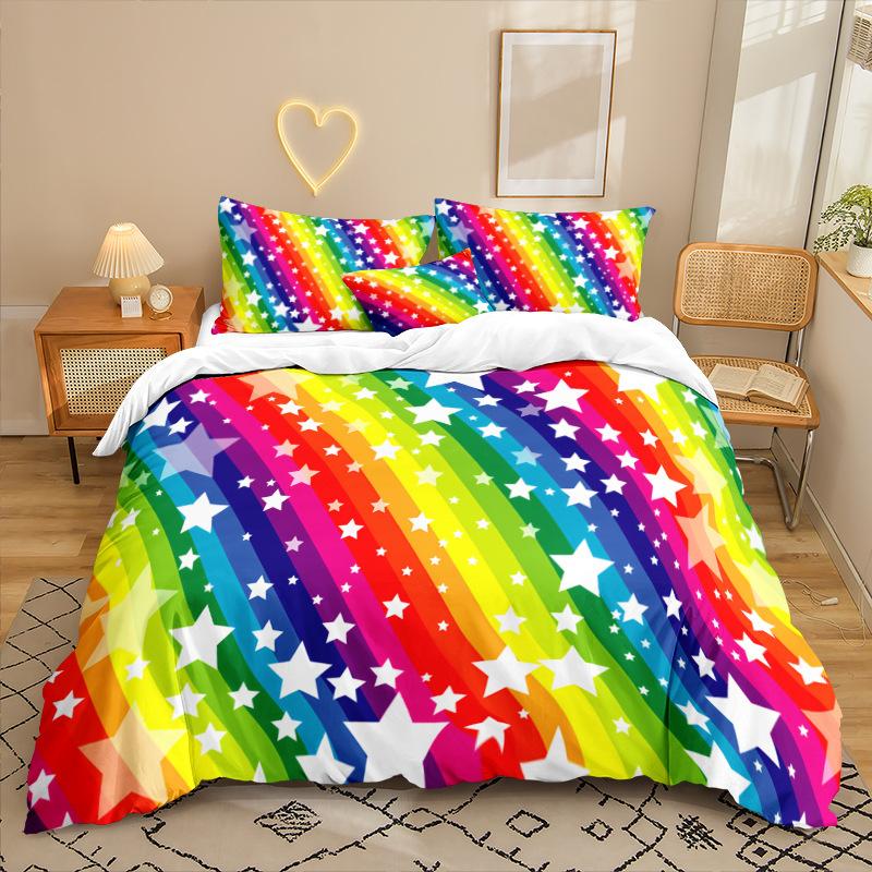 

Rainbow Series 3D Digital Printing Three-Piece Bedding Kit Bed Sheet Quilt Cover 90 * 200 two-piece set