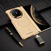Luxury Skin Feel Textured Leather Case For Huawei Mate X6 X5 X3 Strong Magsafe Hinge Protection Straight-edged Arc Leather Cover