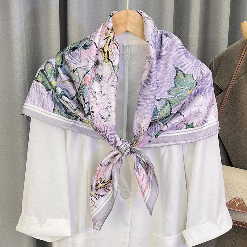 Temperament Gentle Wind Small Fragrant Wind Silk Mulberry Silk Silk Scarf Women'S Digital Printing 90 Twill Process