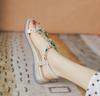 Fashion Flat Summer 2024 Women's Shoes Rhinestones Beach Footwear Sandals for Woman with Medium Heels Open Toe Wedges Heel Daily Korea F