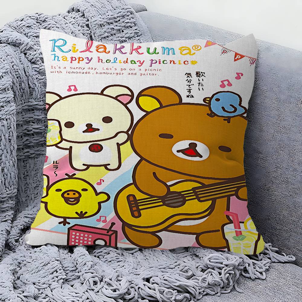

PC Cute Cartoon Rilakkuma Cushion Cover Inches Farmhouse Decor Home Throw Pillow Covers for Couch Decorations 30X30cm