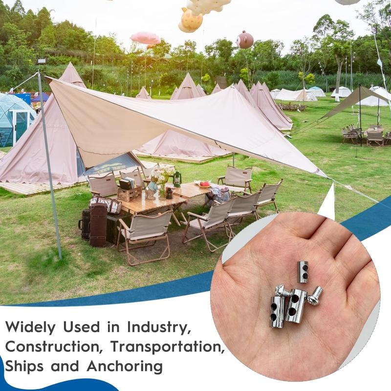 10Pcd Double Hole Suspension Cable Clip Adjustable Steel Wire Rope Cable Lock For Hanging Fixing Outdoor Hardware Accessories