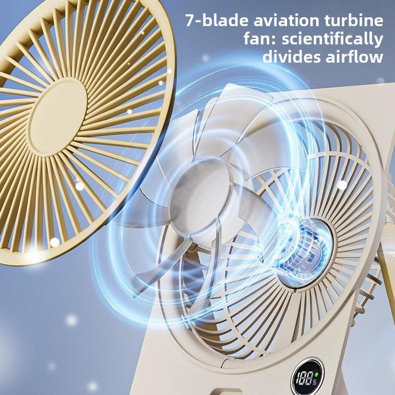 Ventilador de escritorio portátil USB silencioso con pantalla digital y 5 velocidades para oficina