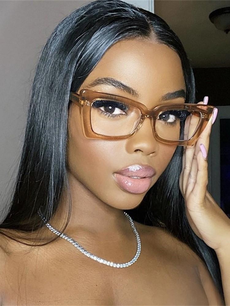 Fashion Square Eyeglasses Frames for Women Men Anti Blue Ray Rectangle Eyeglasses Frame Optical Lens PC Cat Eye Shape Eyewear
