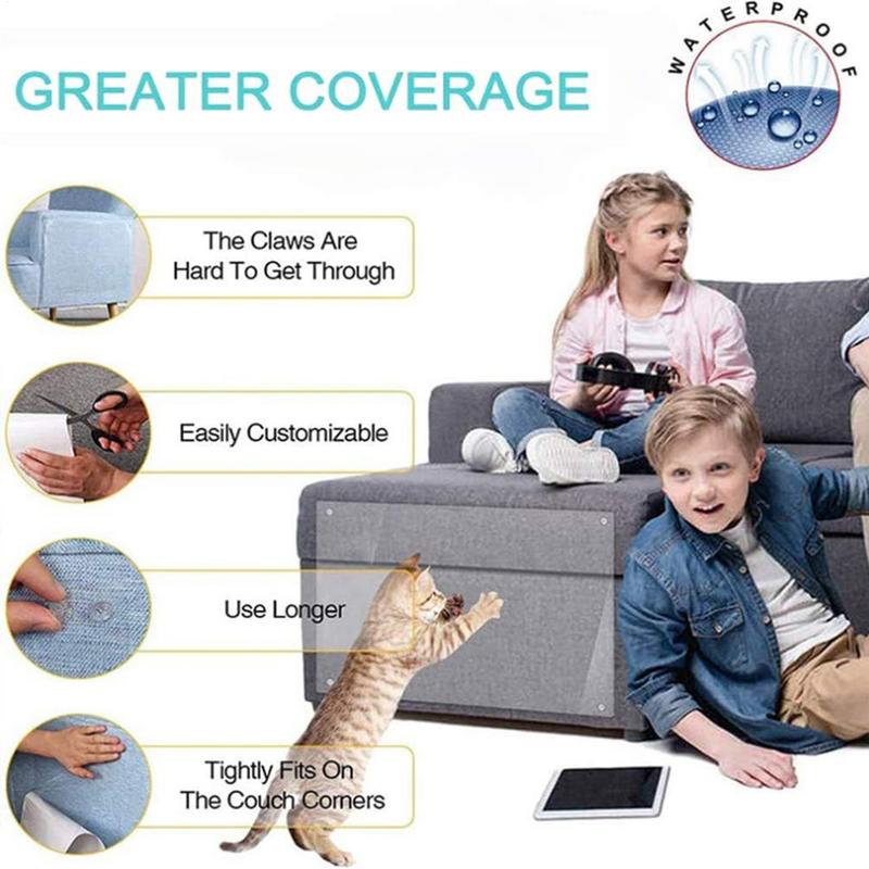 Furniture Cat Scratch Protector 8X Anti Scratch Furniture Protector Protective Guard Transparent Pad For Carpet Wall Bed Sofa