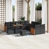 13-Piece Garden Sofa Set with Black Poly Rattan Acacia Cushions, 3-Piece Garden Dining Set 3365314