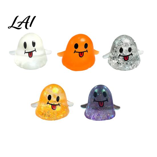 Halloween Ghost Toy Spooky Squeeze Toy Glitter Stress Relief Venting Tongue-out Sensory Fidget for Home Office School Relievers