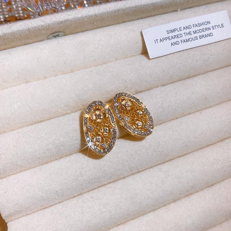 European & American Zirconia Tassel Stud Earrings: Elegant Rhombus & Rectangle Design