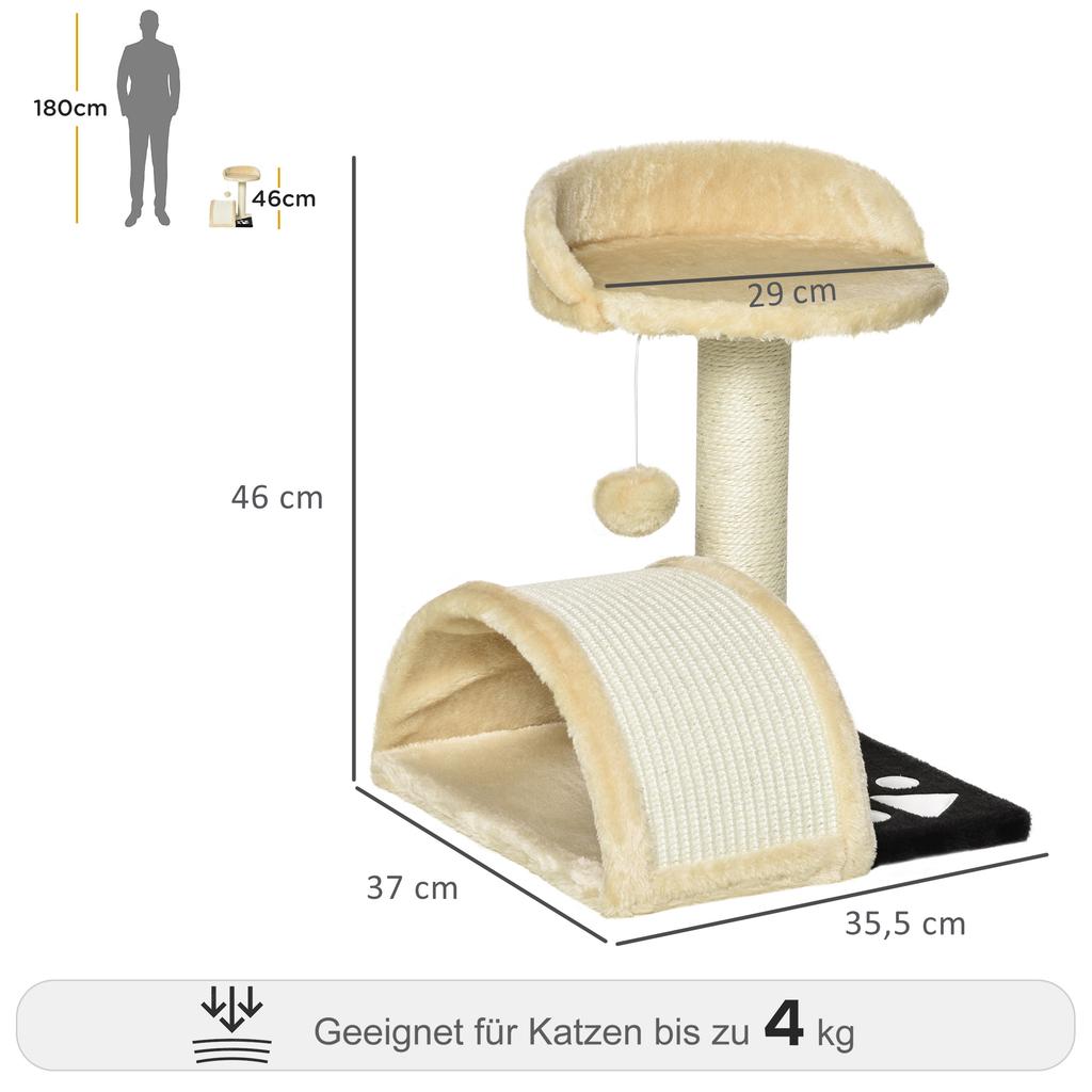 Cat Tree Scratching Scratcher Post Kitten Activity Centre Climber Hanging Ball Beige
