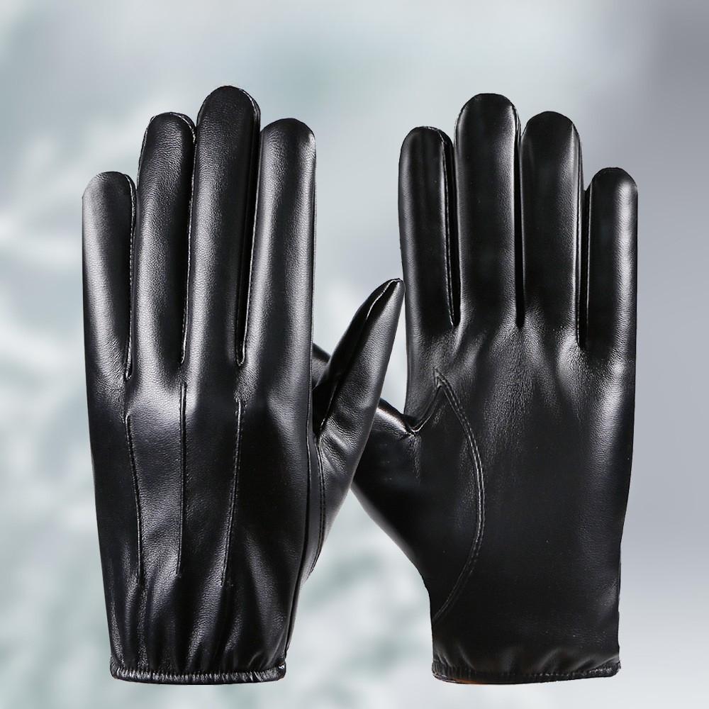 Warm Gloves Plus Velvet Thickened Outdoor Cycling Waterproof Windproof Cycling Men's PU Leather Autumn and Winter Touch Screen Gloves