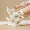 Coral Velvet Socks Women Winter Thickening Does Not Lose Hair Home Sleep Socks Tulip Warm Mid-Calf Floor Socks