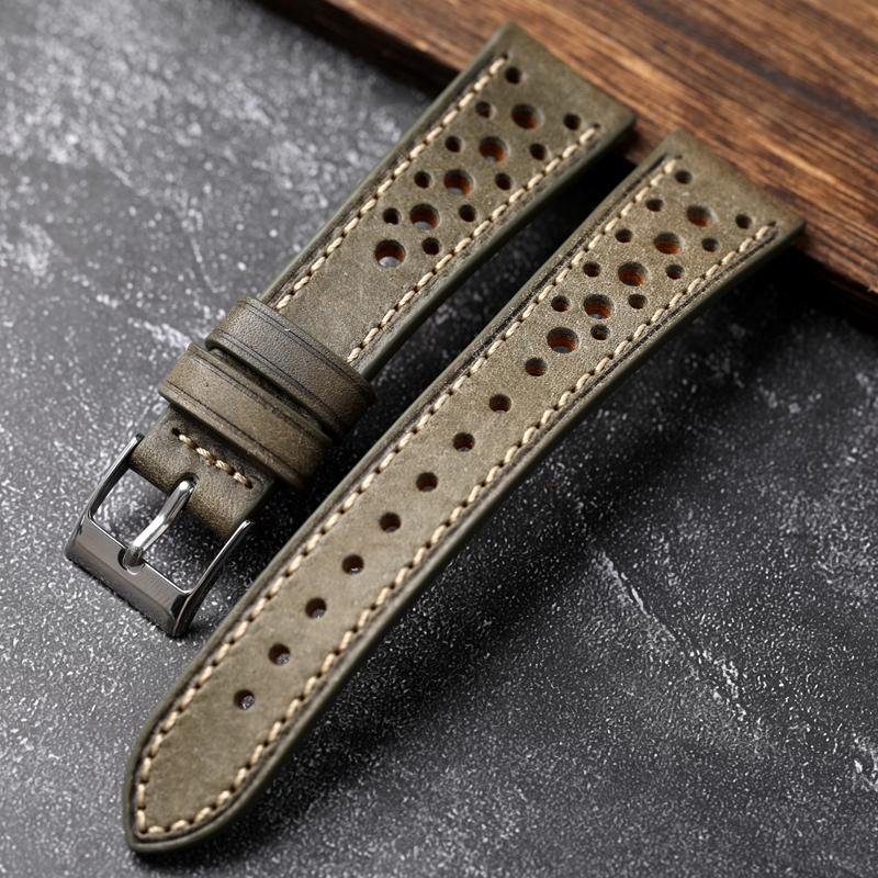 

18 19 20 21 22mm Cowhide Watch strap For Omega Longines Rolex Tudor multihole Breathable Ltalian cow Leather Watchband bracelet 19mm серый
