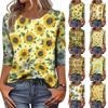 Women's Fashionable Casual Round Neck Three-Quarter Sleeve Printed T-Shirt Top