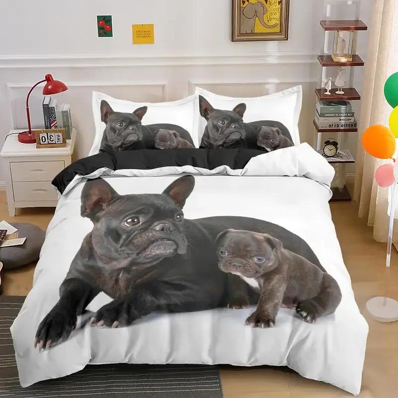 Bulldog Bedding Set Pet Animal Dog Duvet Cover for Boys Adult Bedclothes Covers Comforter Sets Cute Bed Sheets