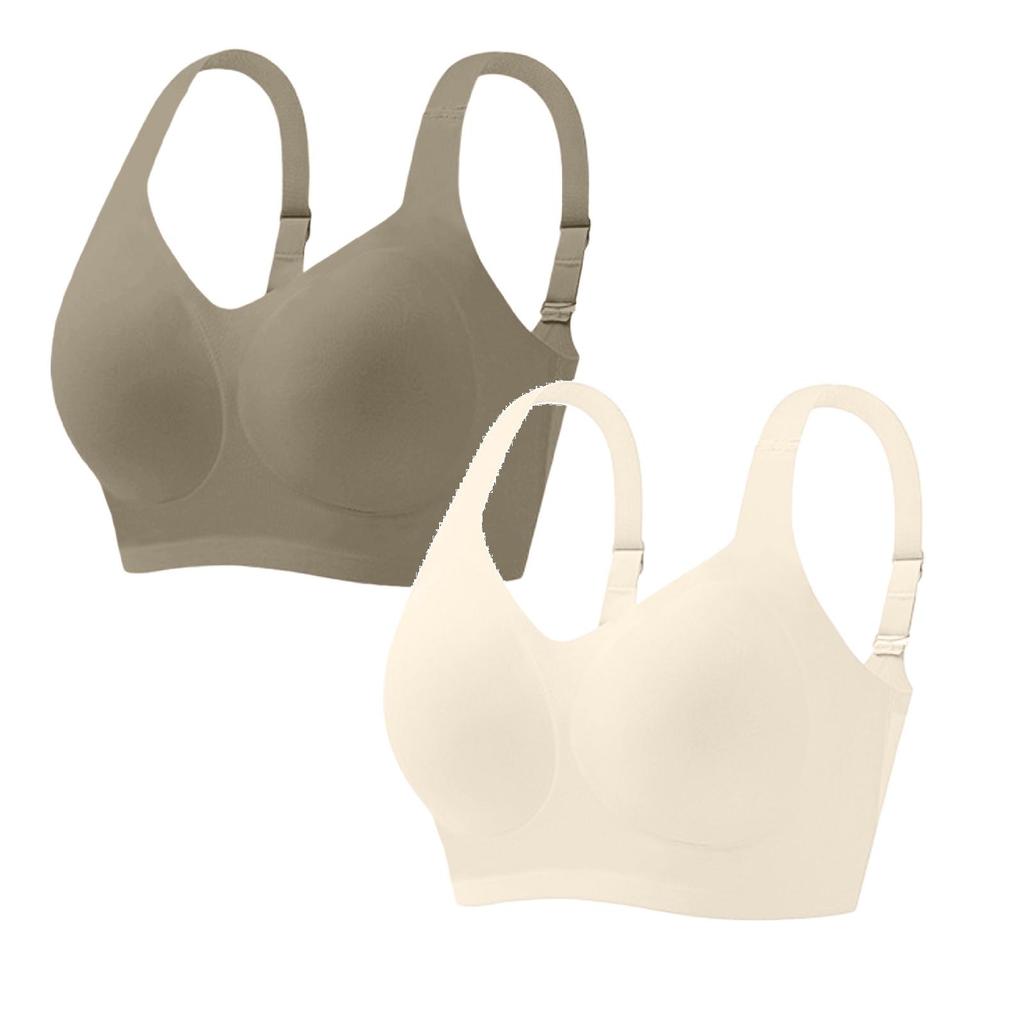 Jelly Bras For Women Soft Wireless Push Up Bra Full Supportive Older Lift Back Coverage Two Piece Set