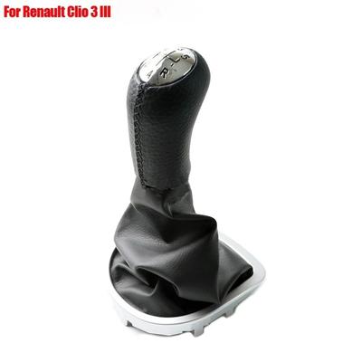 5 Speed Leather Gear Shift Knob Stick Gaiter Compatible with Renault Clio 3 III Manual